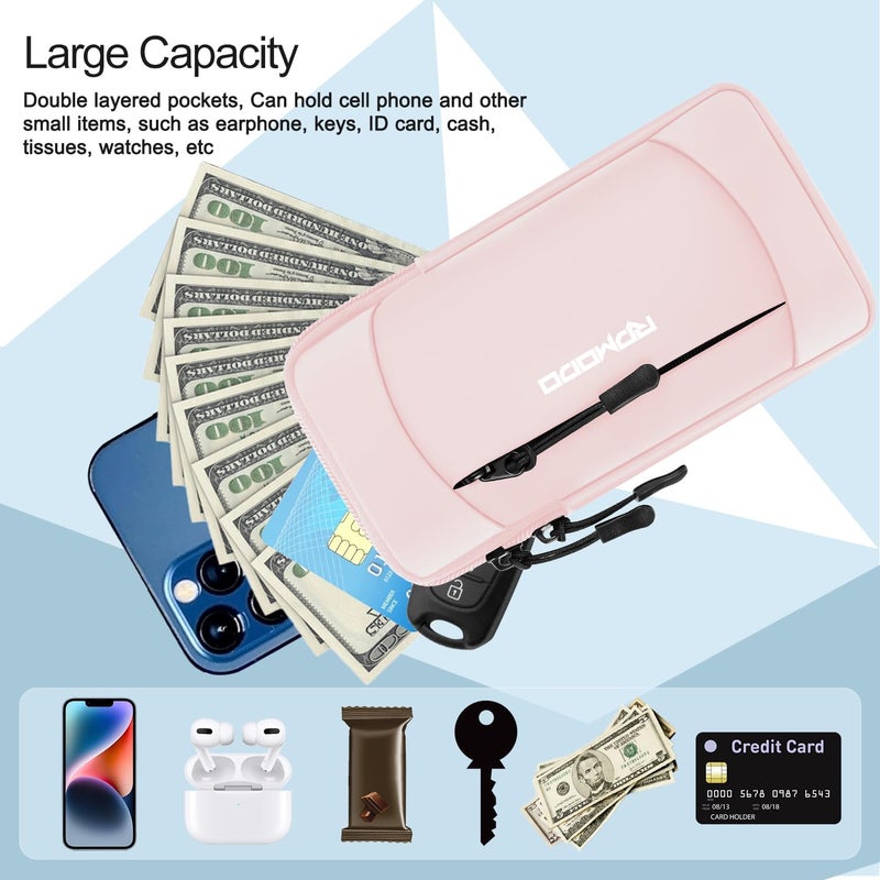 RDMODO Running Armband Phone Holder for iPhone 16 15 14 13 12 Pro Max Samsung Galaxy Ultra，Waterproof Phone Arm Bands for Running Jogging，Lightweight Gym Cell Phone Holder for Women Men 7.5 Inch（Pink） - Image 4